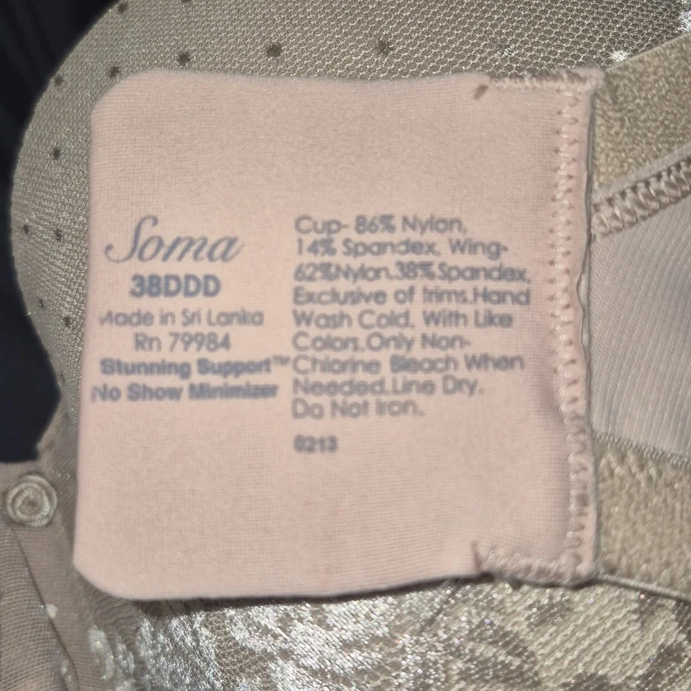 38DDD Soma Stunning Support No Show Minimizer UW Bra Nude - Picture 4 of 8